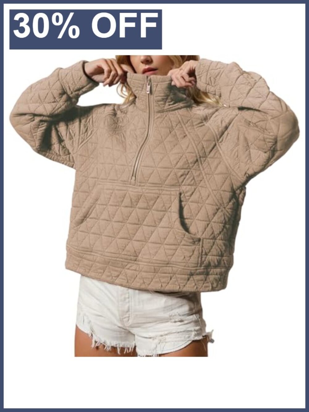 SCUSTY Quilted Puffer Half-Zip Pullover Jacket Oversize Lightweight